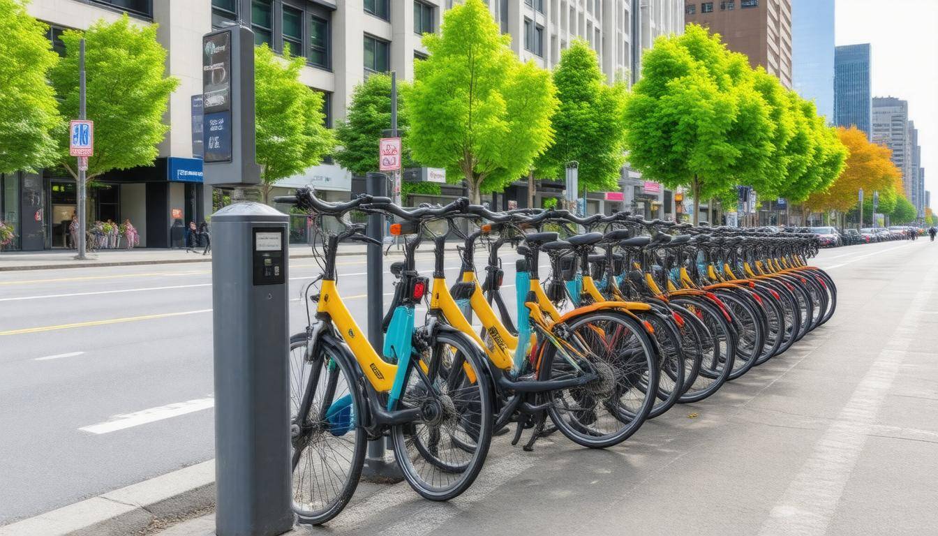 Colorful bike share station