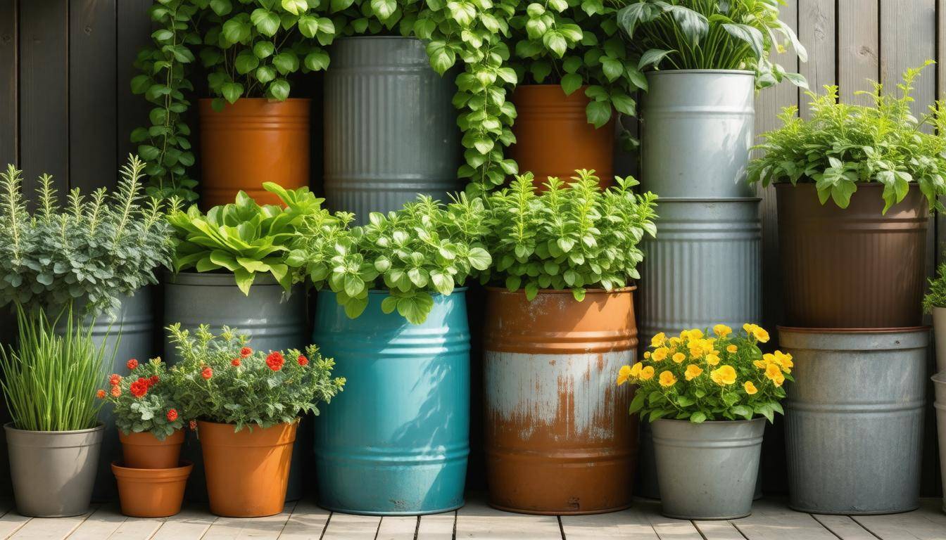 Colorful repurposed containers
