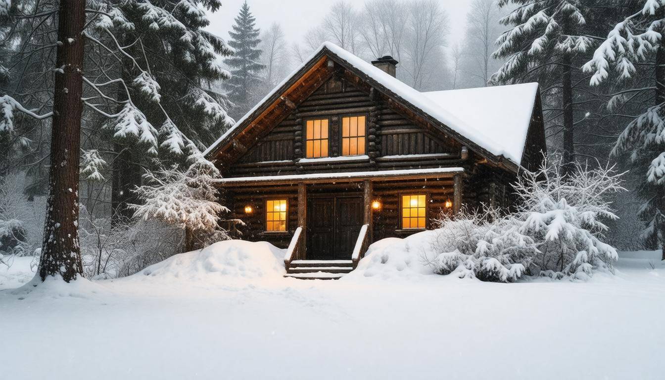 Cozy cabin in storm