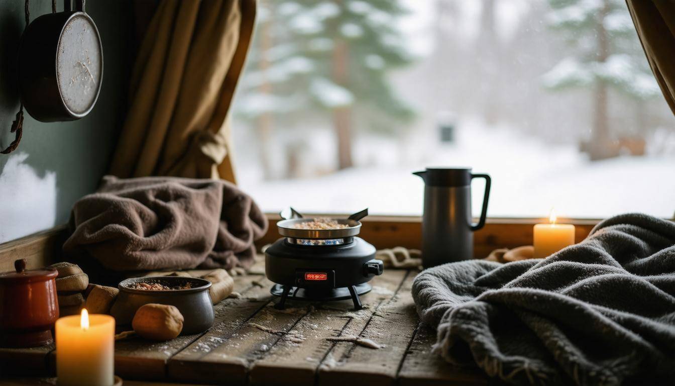 Cozy winter cooking setup