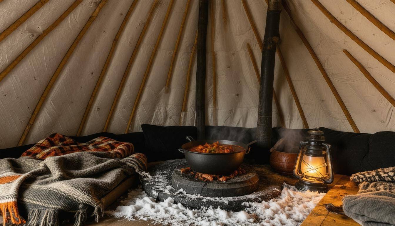 Cozy yurt interior