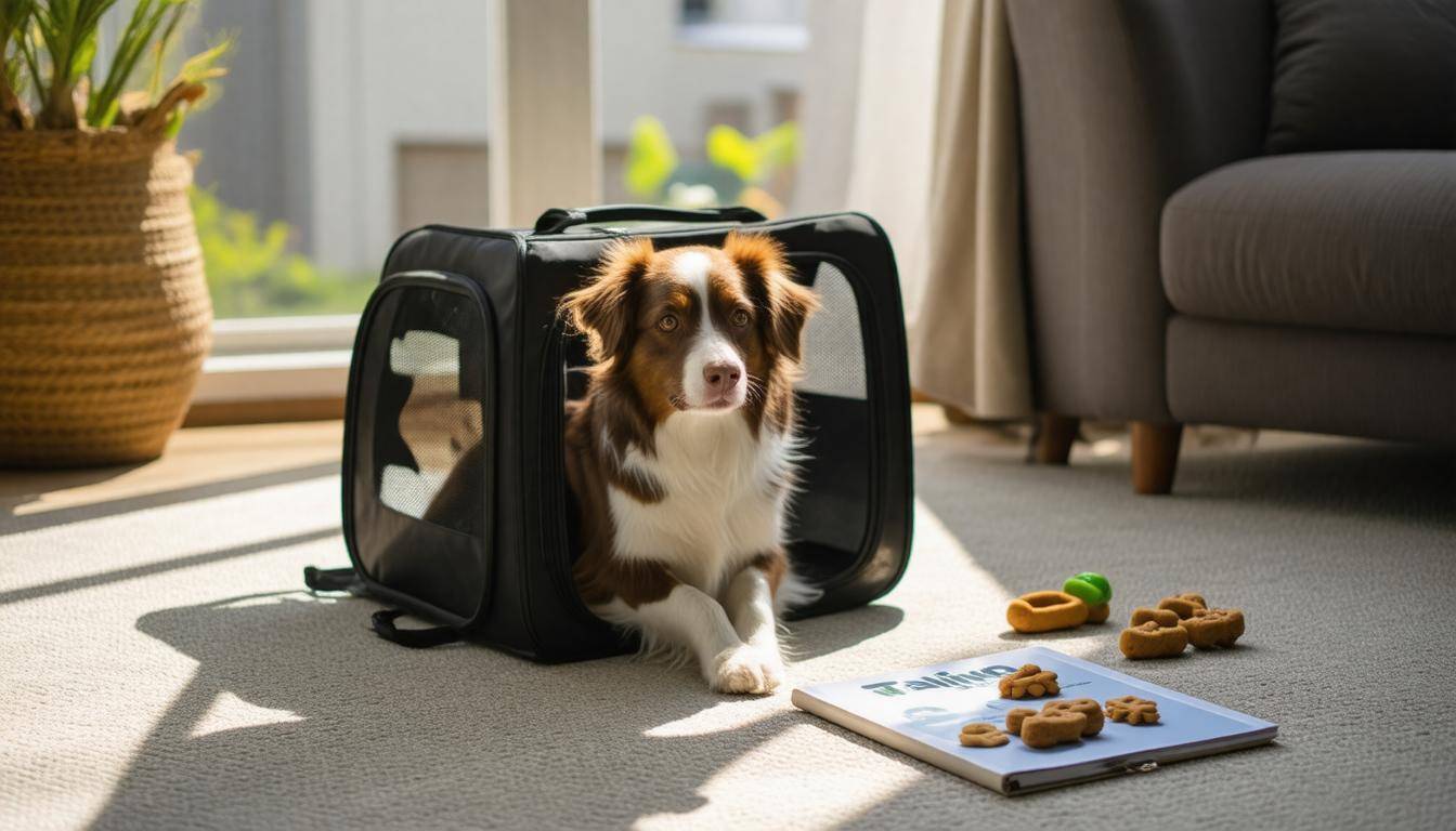 Dog in pet carrier