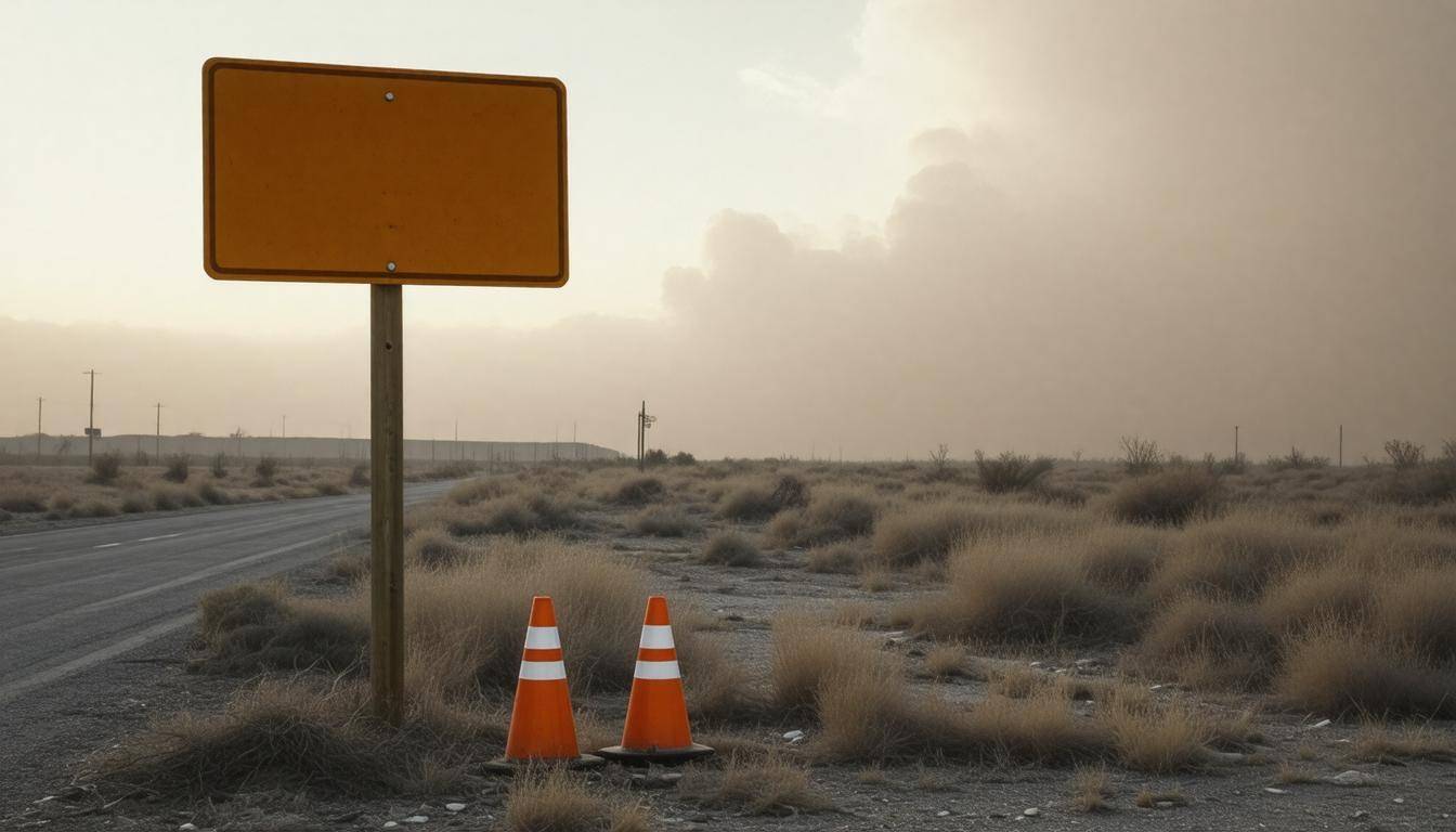 Dust storm safety sign