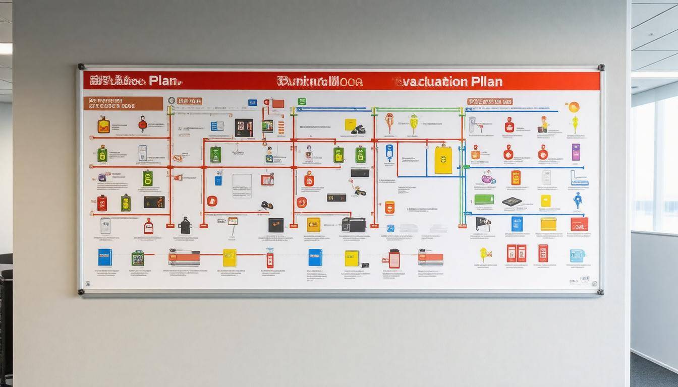 Evacuation plan on wall