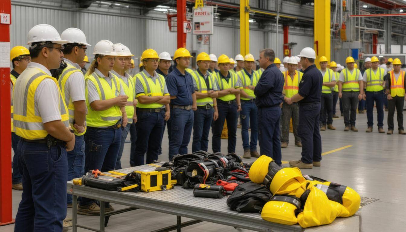 Factory safety drill