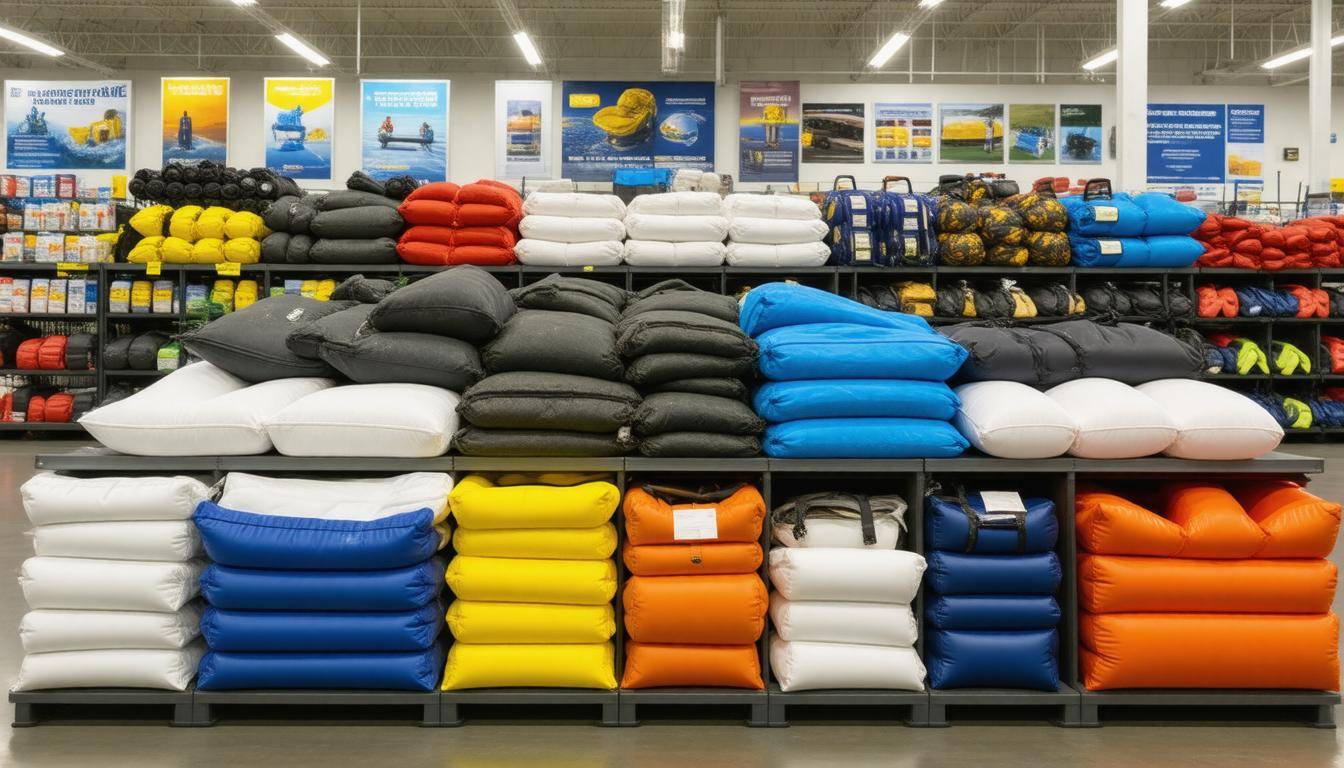 Flood protection supplies display