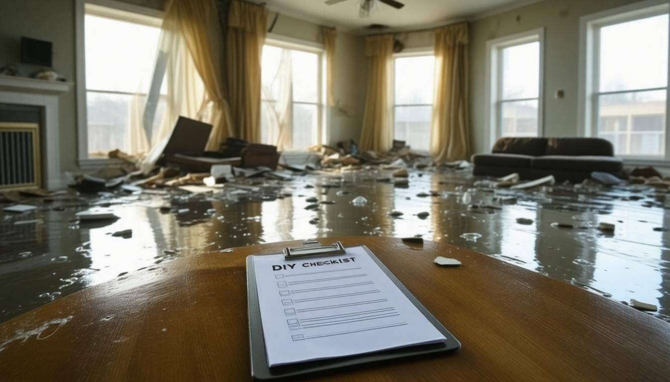 Flooded living room scene