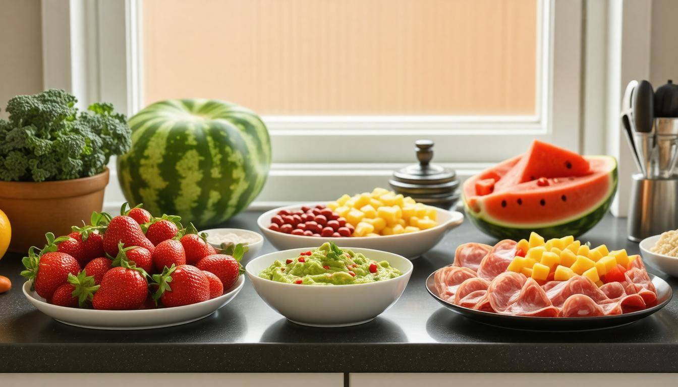 Fresh perishables on counter