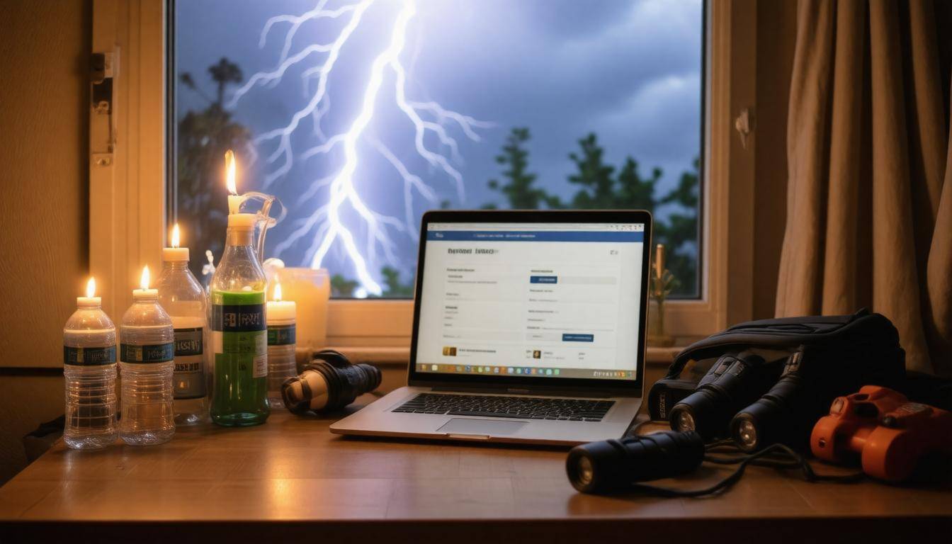 Home office in storm