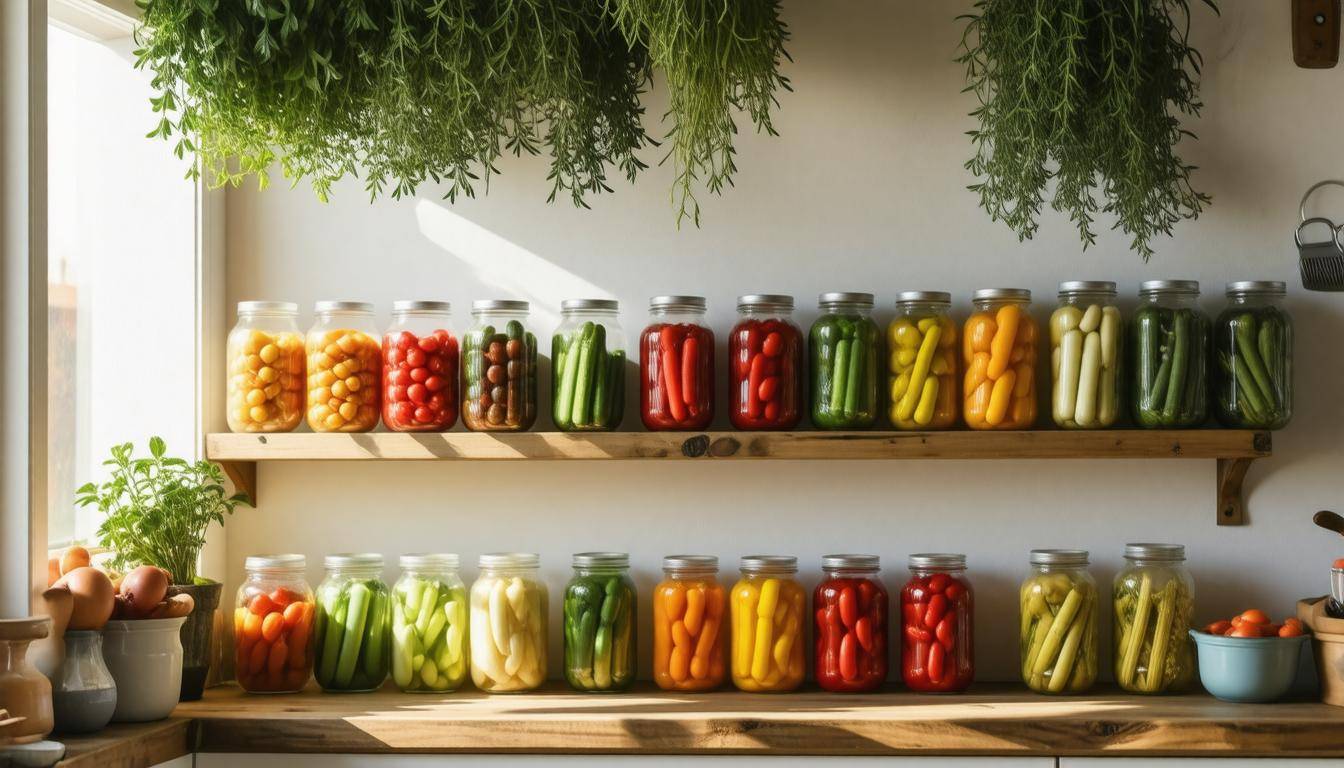 Jars of preserved vegetables