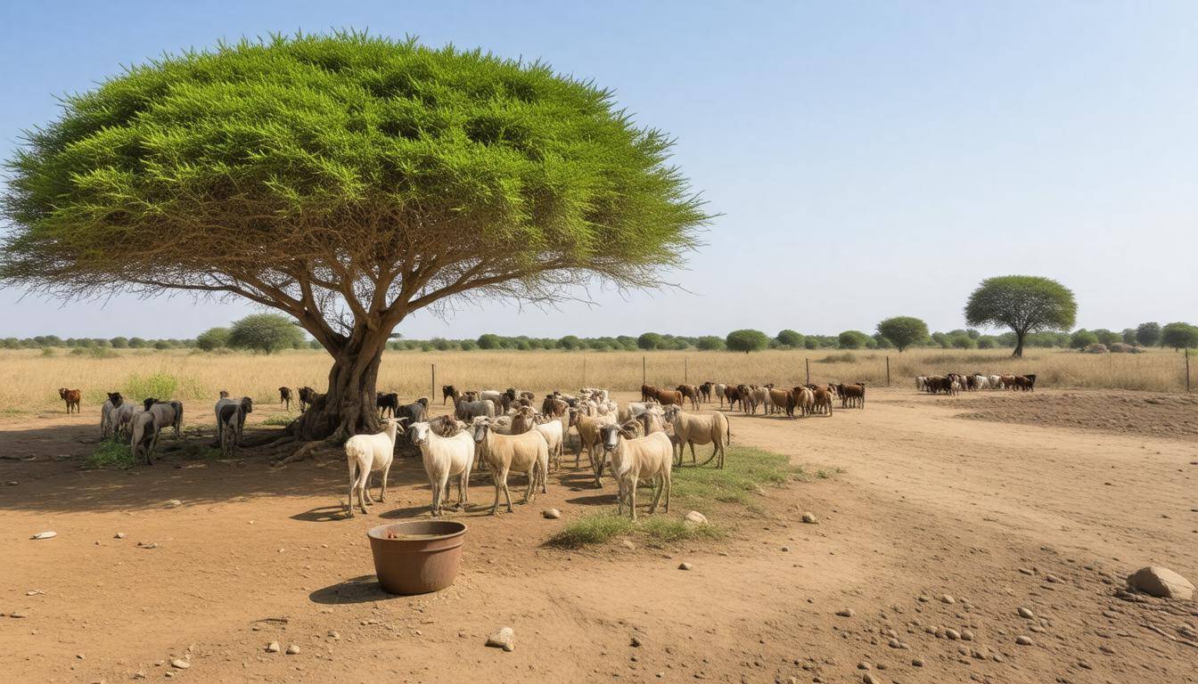 Livestock in dry landscape