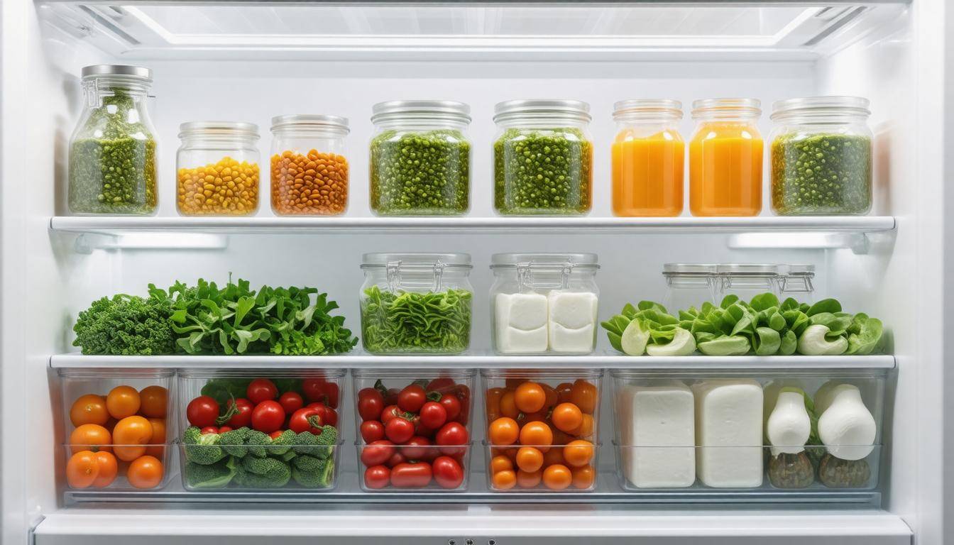 Organized fridge with food