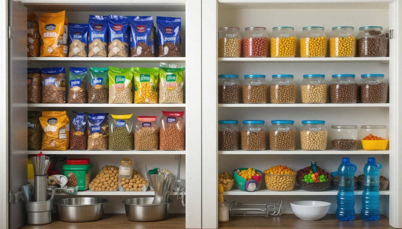 Organized pet food supplies