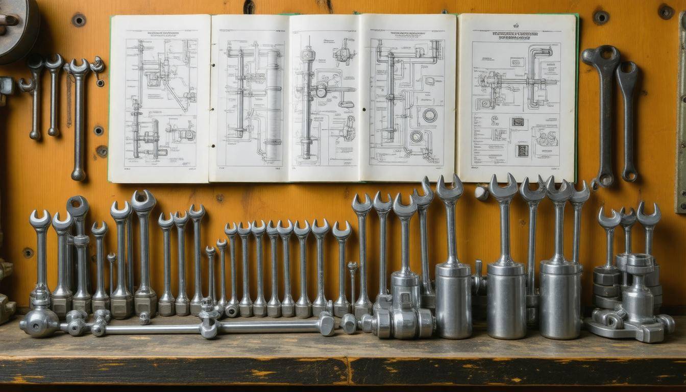 Plumbing tools arranged neatly