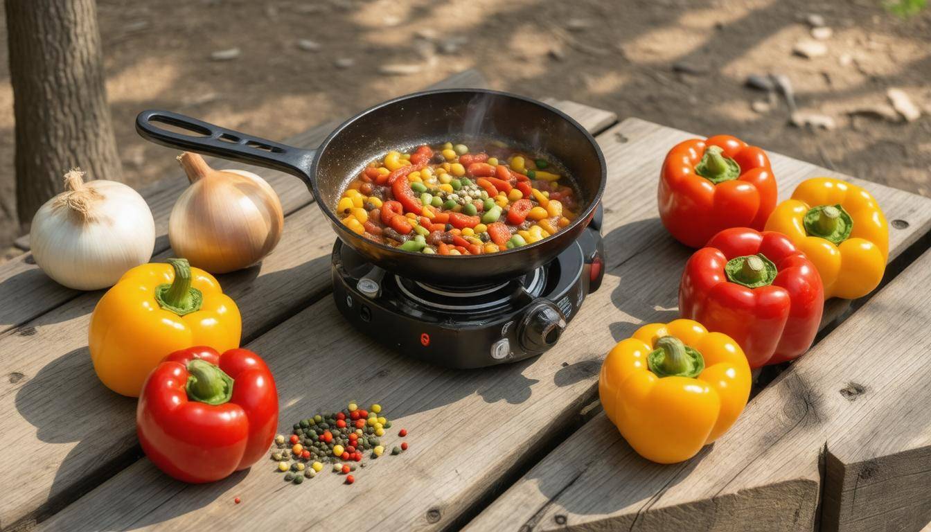 Portable stove in use