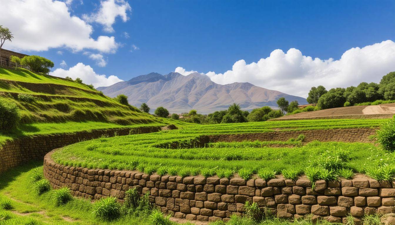 Retaining wall in landscape