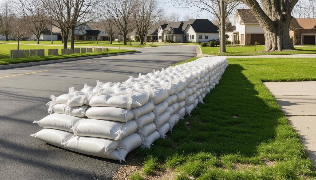 Sandbag flood barrier