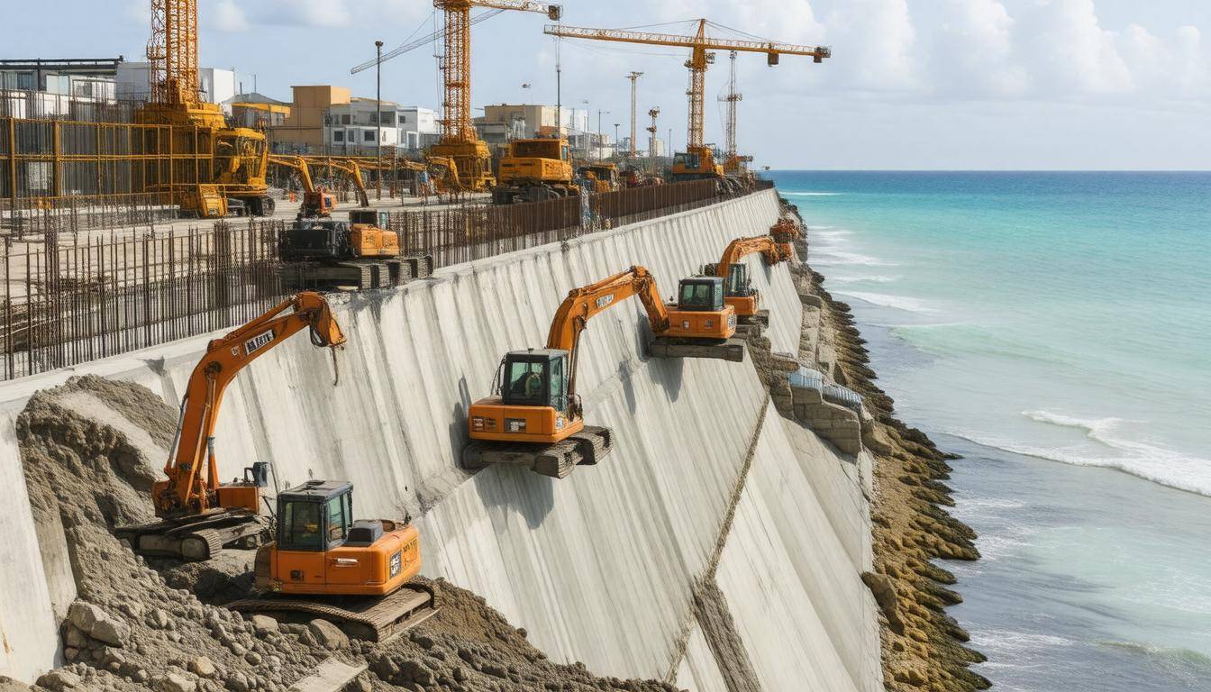 Seawall under construction