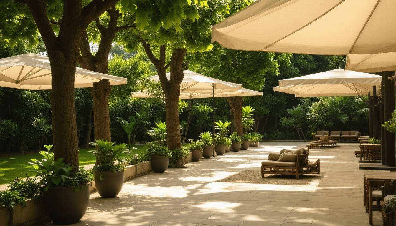 Shaded cooling backyard