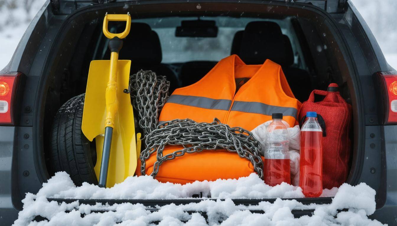 Snow emergency kit displayed
