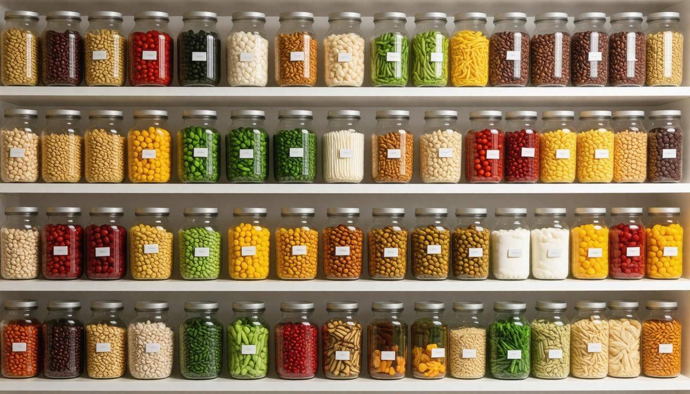 Stocked pantry shelf
