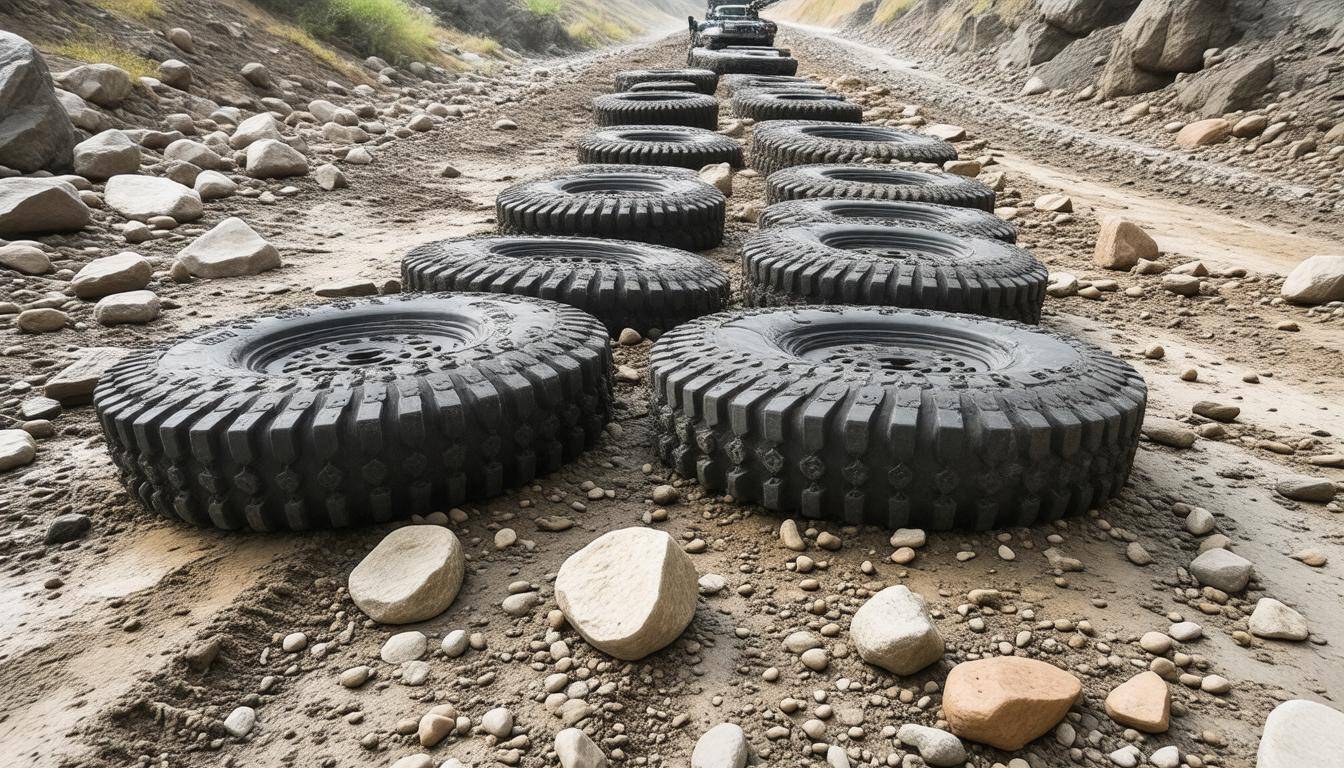 Tire traction devices displayed