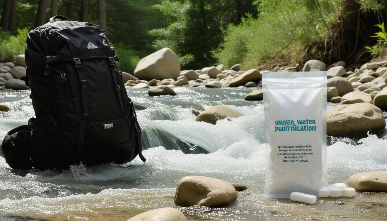 Water purification tablets outdoors