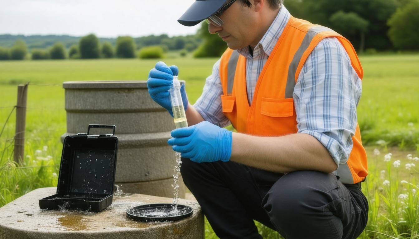 Water testing technician outdoors