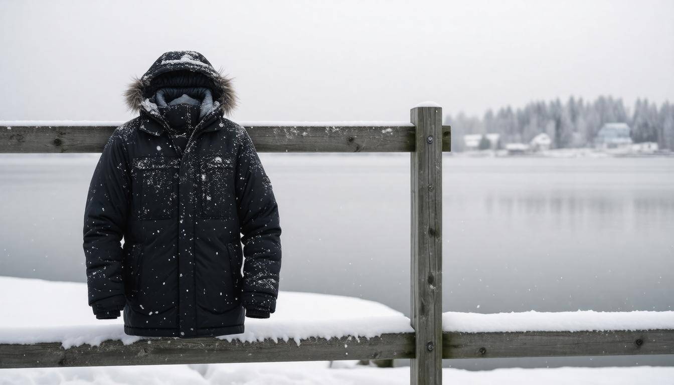 Winter jacket on fence