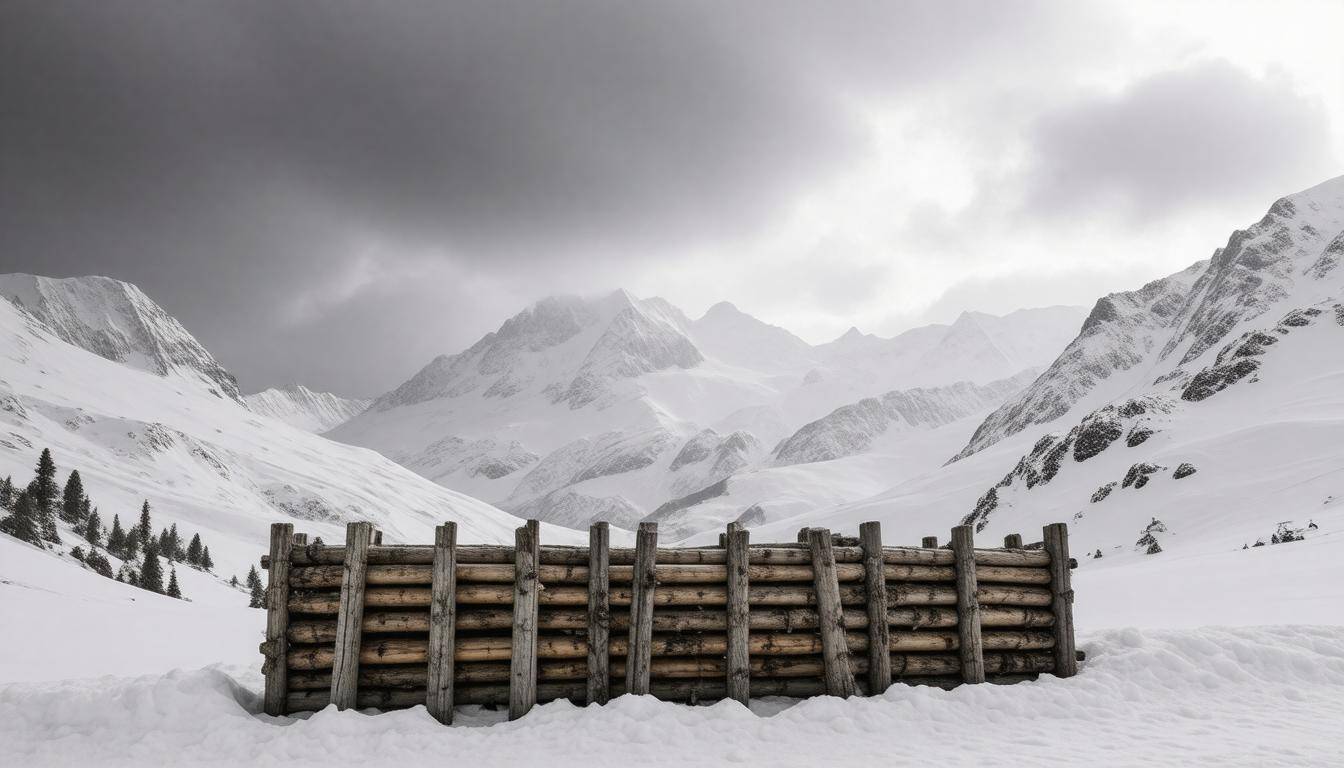 Alps with avalanche barrier