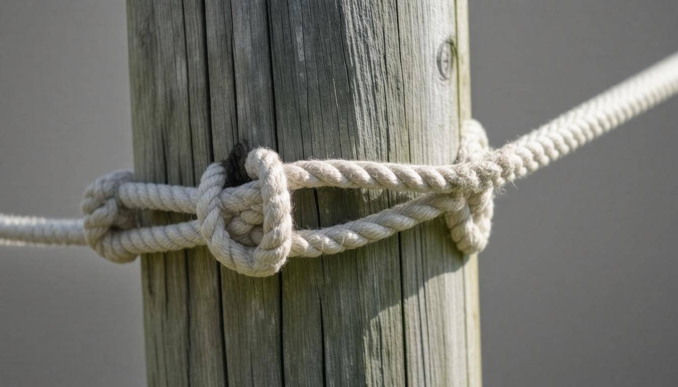Clove hitch knot close-up