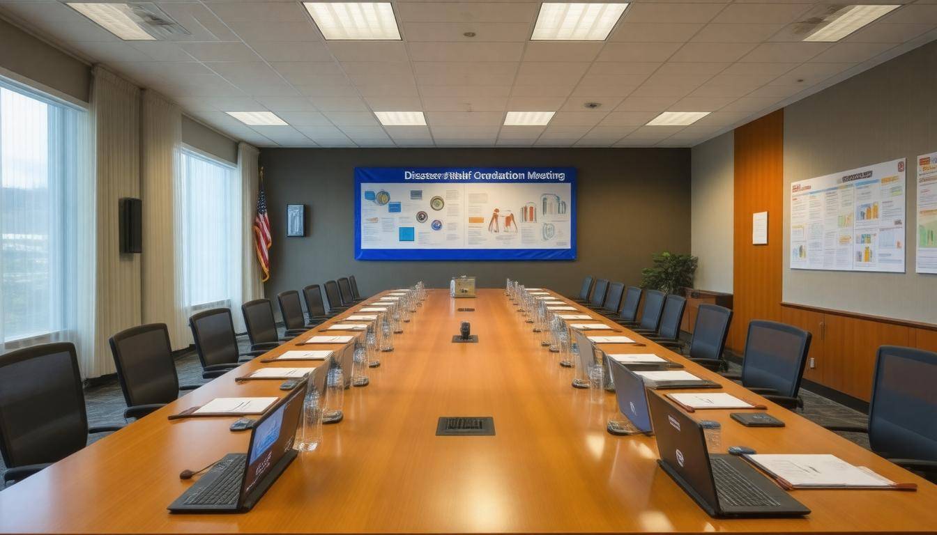 Disaster relief meeting setup