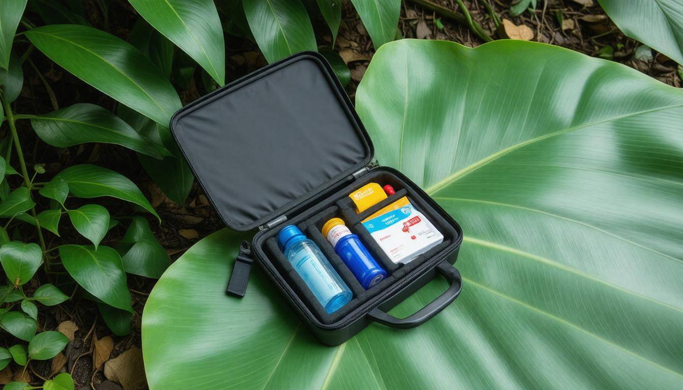 Emergency kit in rainforest