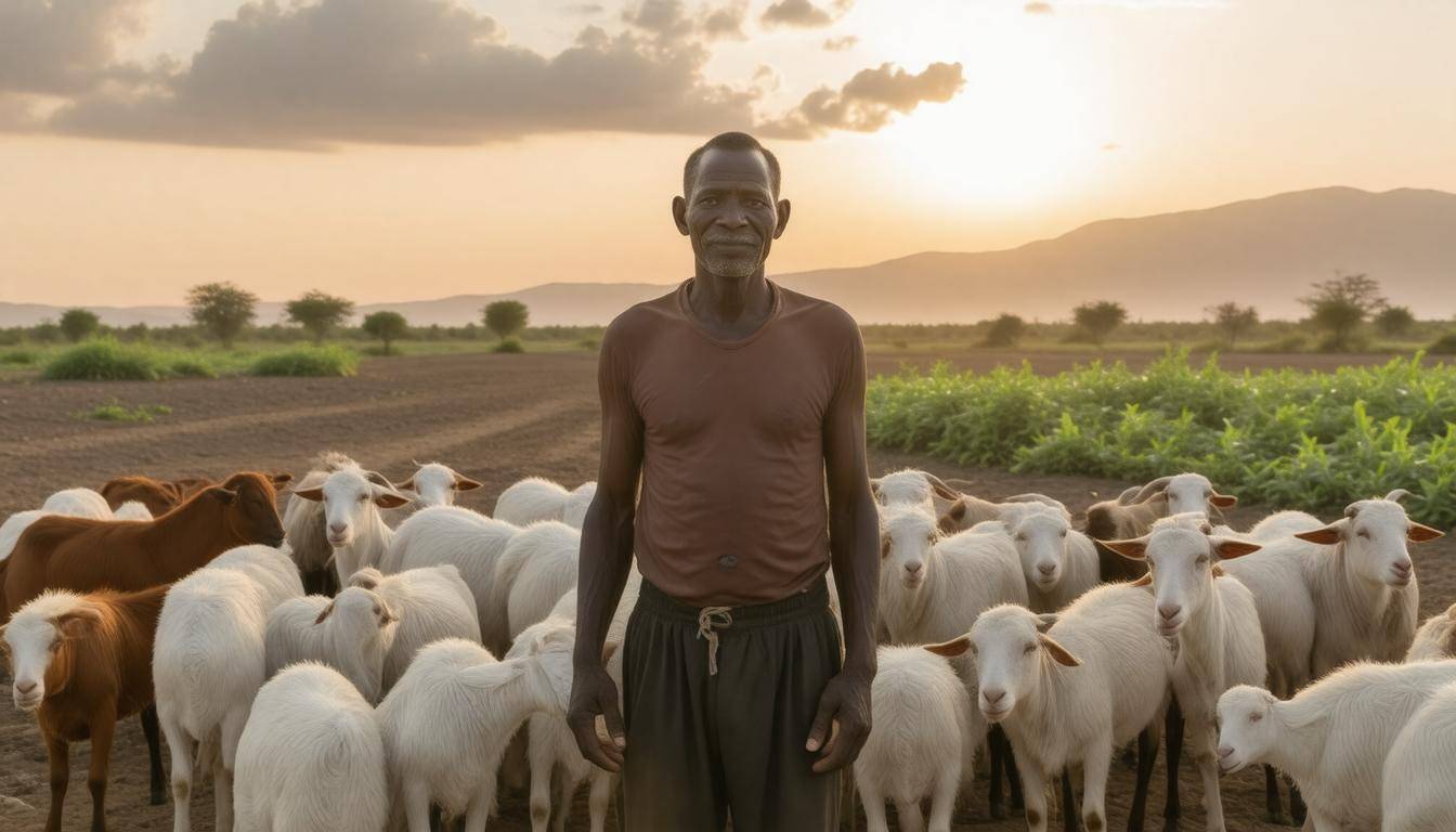 Farmer with livestock