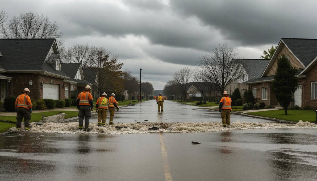 Flooded neighborhood scene
