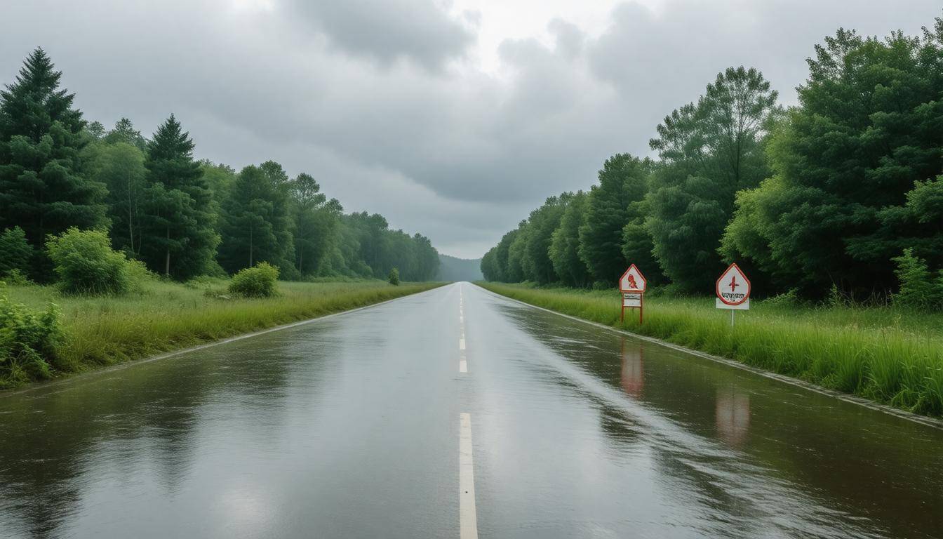 Flooded rural road