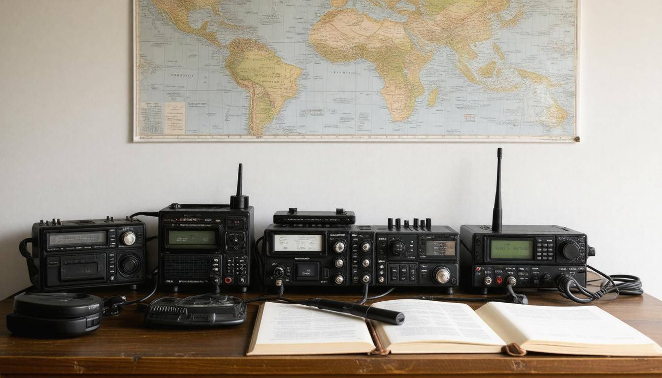 Ham radio equipment setup