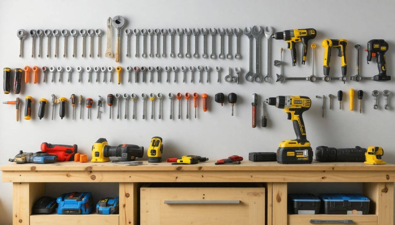 Home repair tools displayed