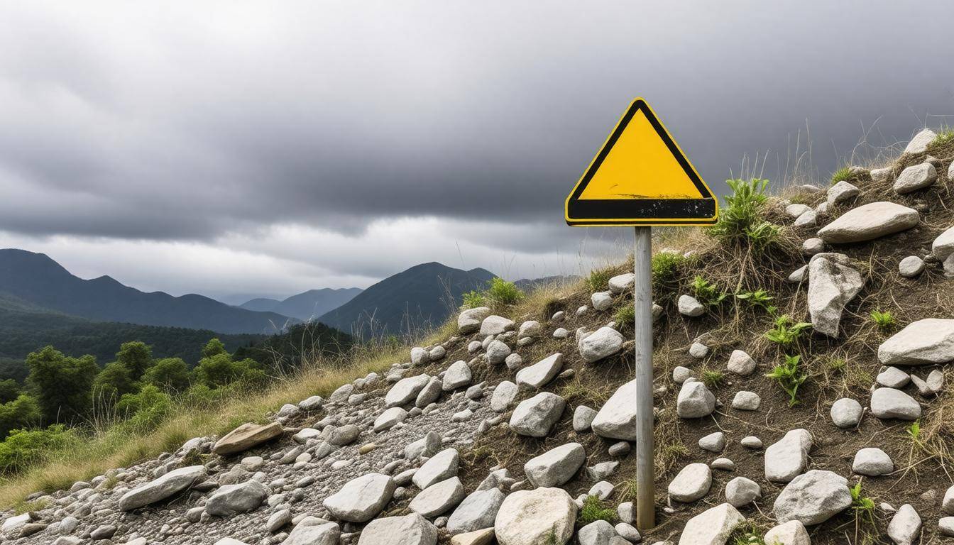 Landslide warning sign
