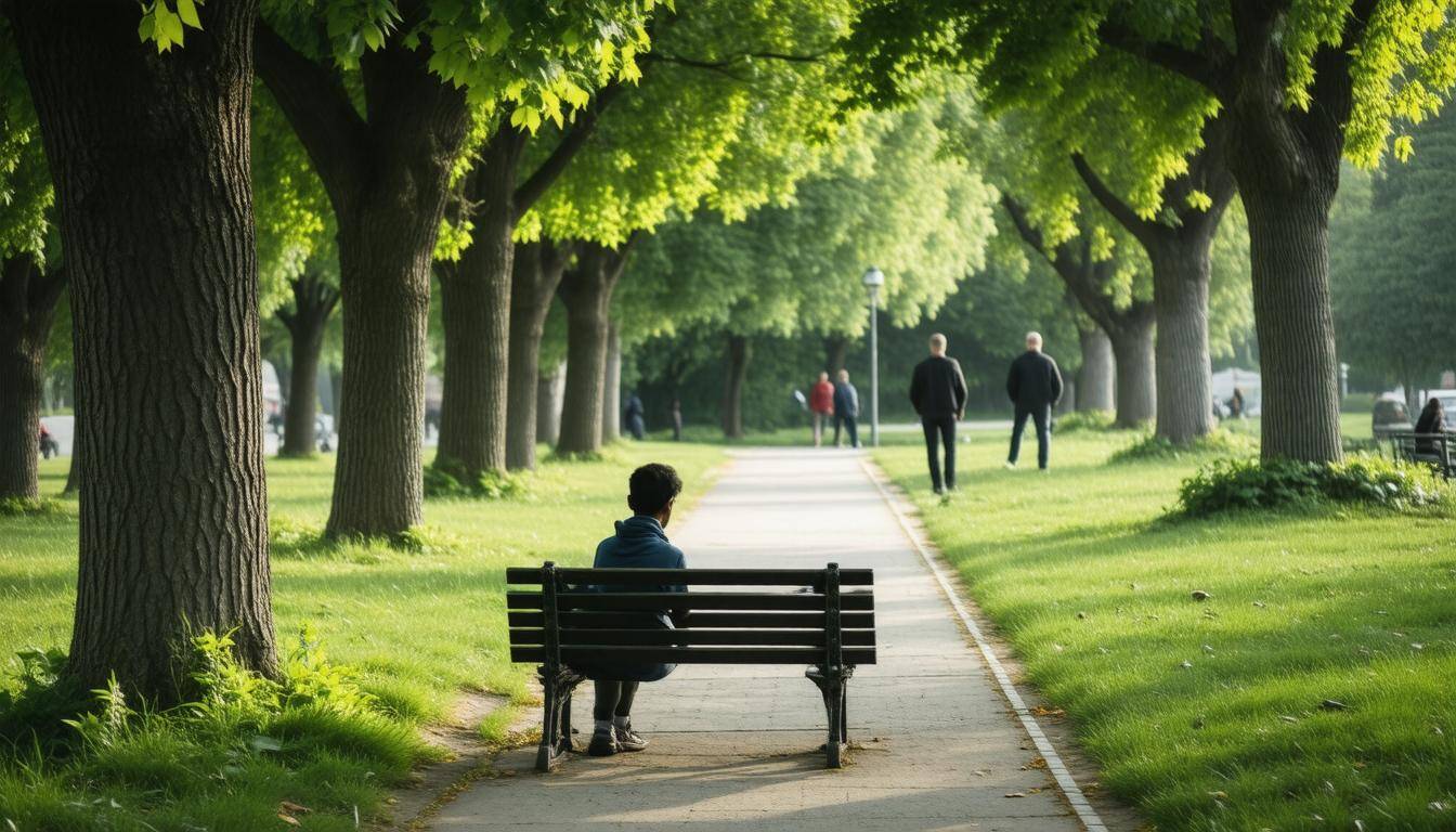 Observant individual in park