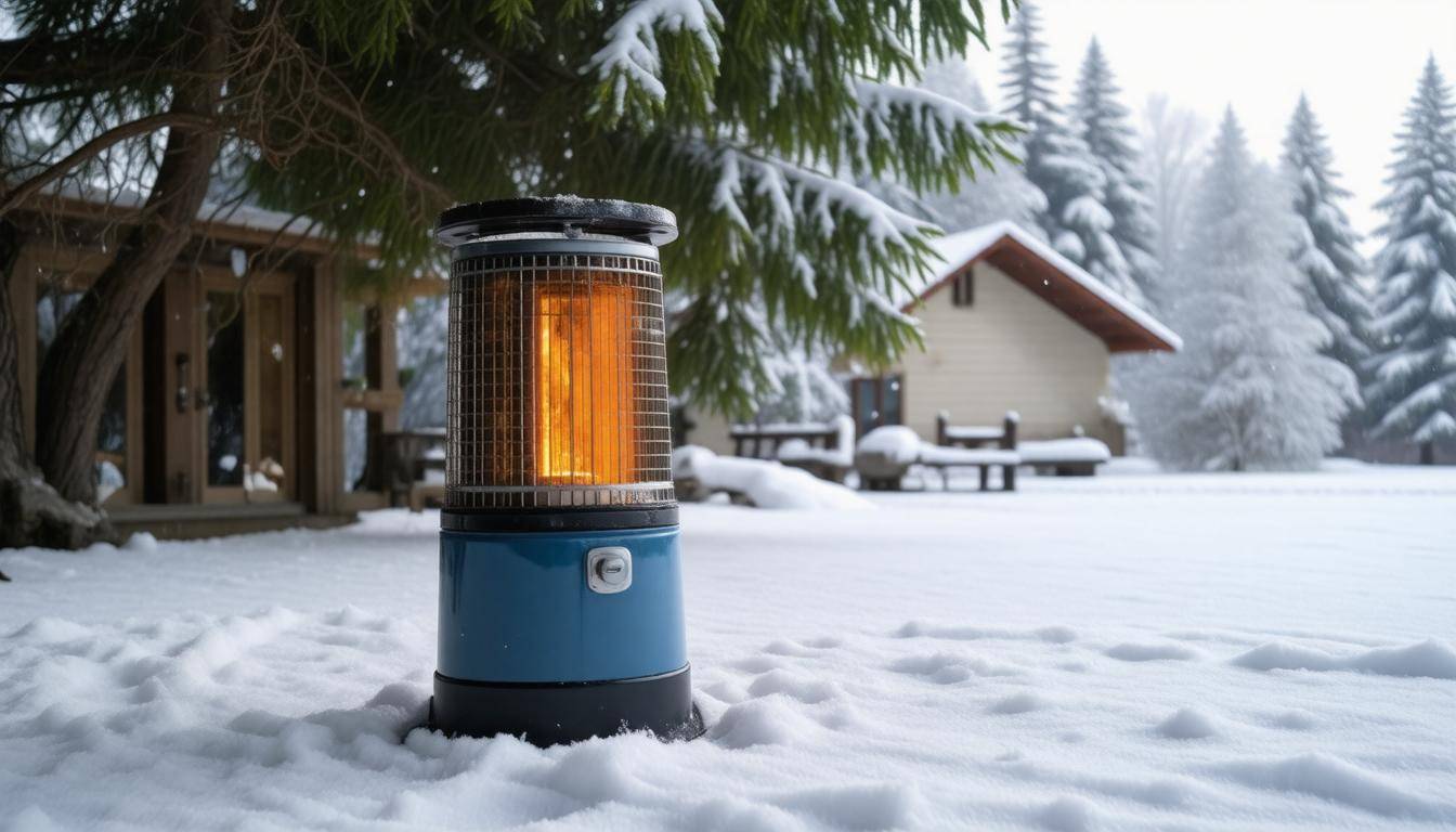 Portable heater in snow