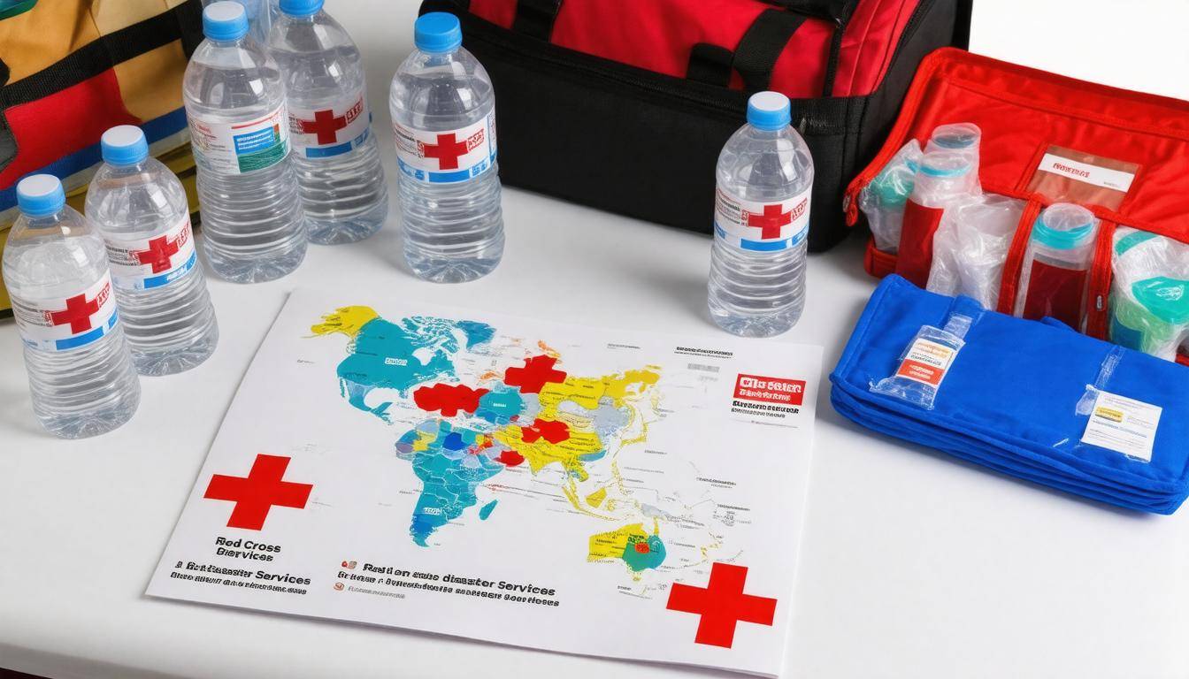 Red Cross materials displayed