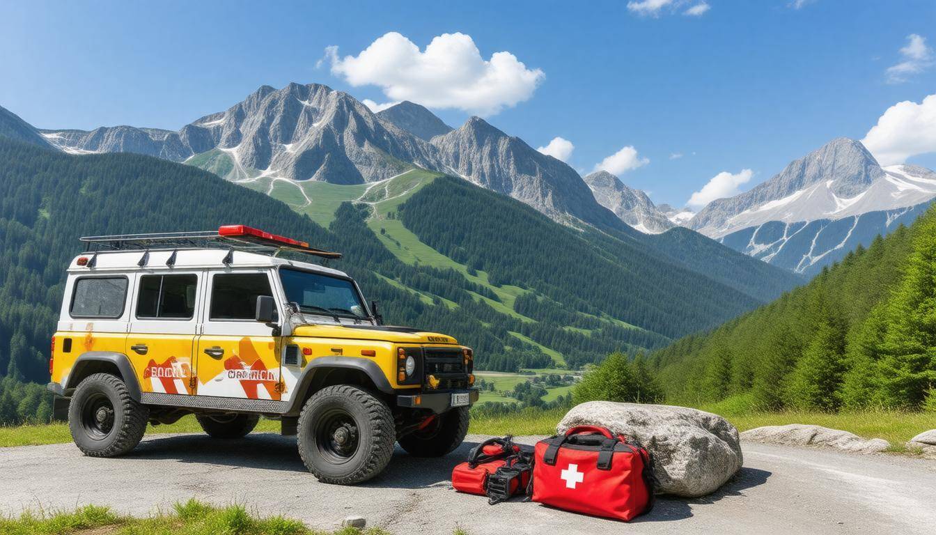Rescue vehicle in mountains