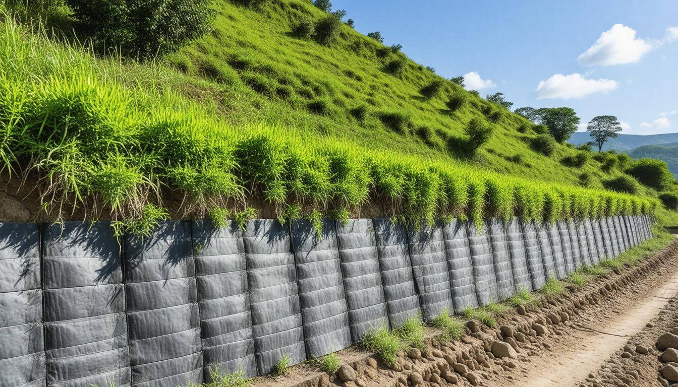 Retaining wall on hillside