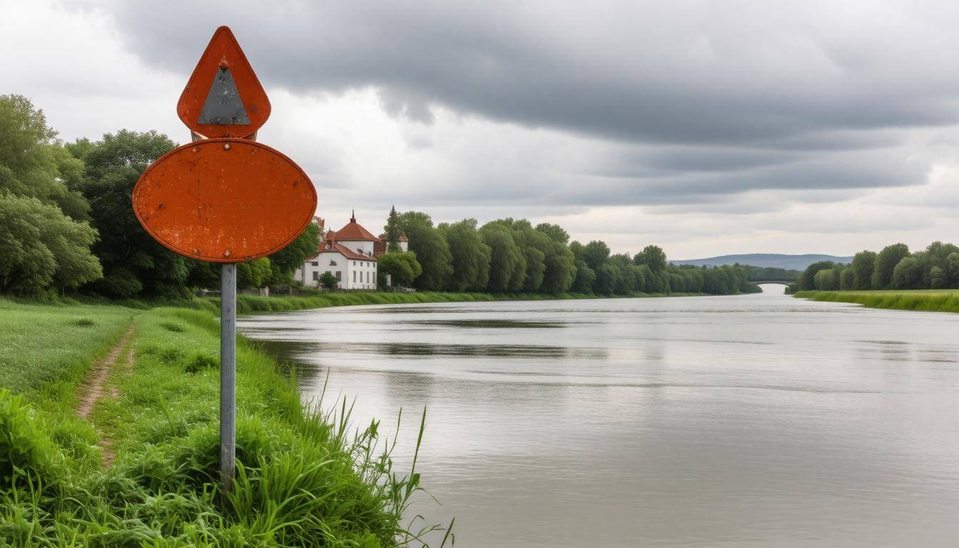 Safety signage by river