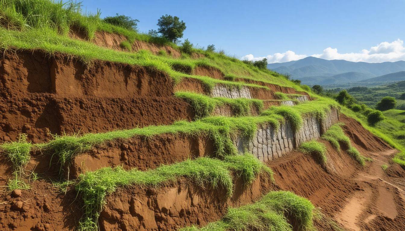 Stabilized hillside landscape