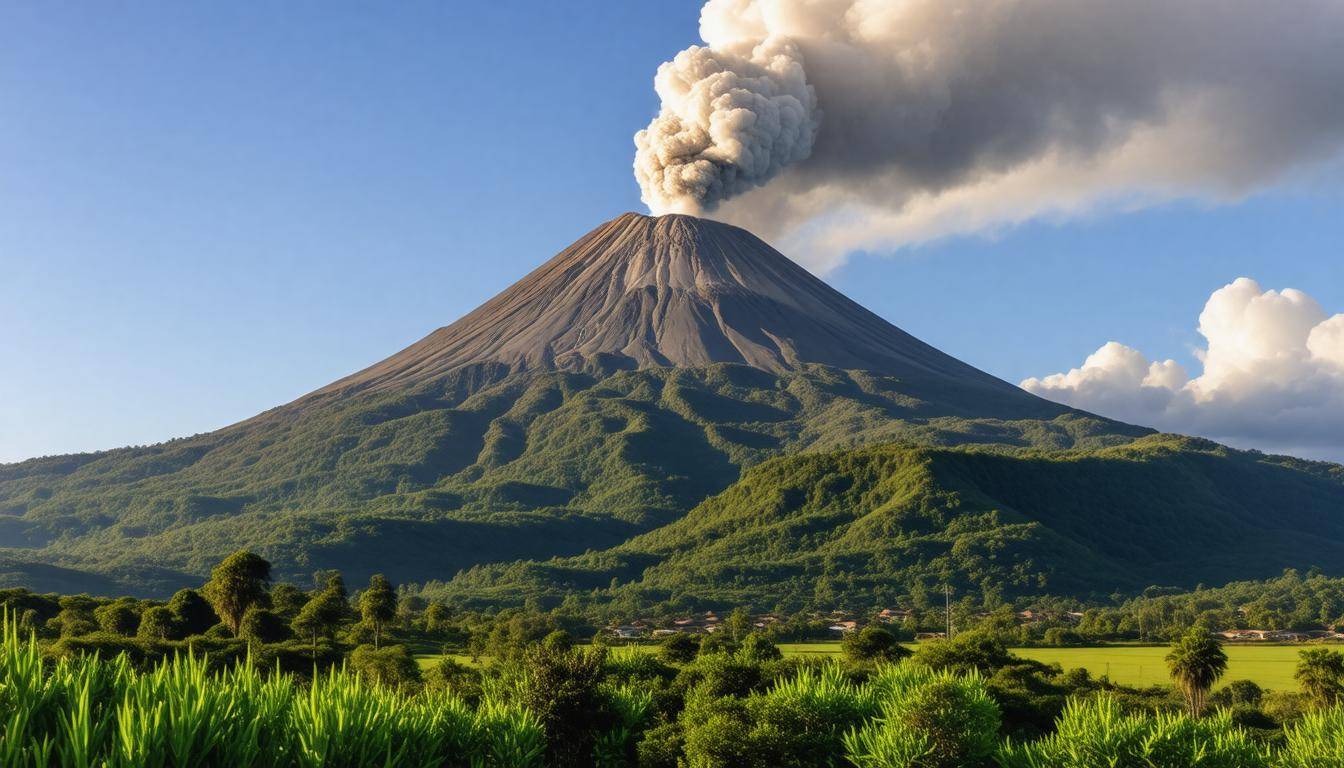 Volcano erupting dramatically