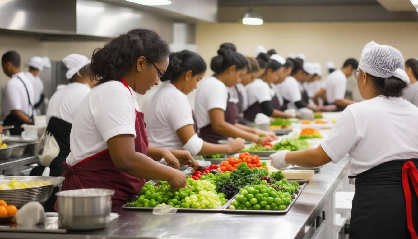 Volunteers preparing meals