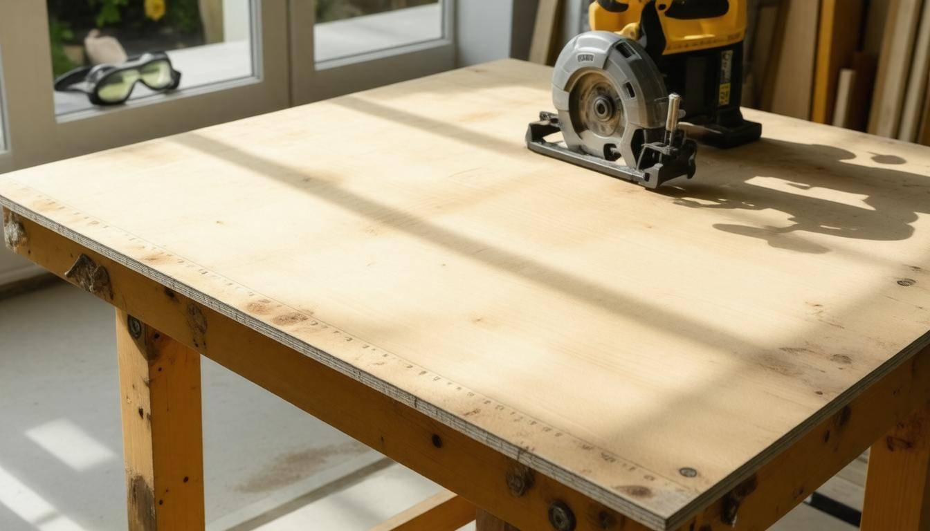 Workshop with plywood tools