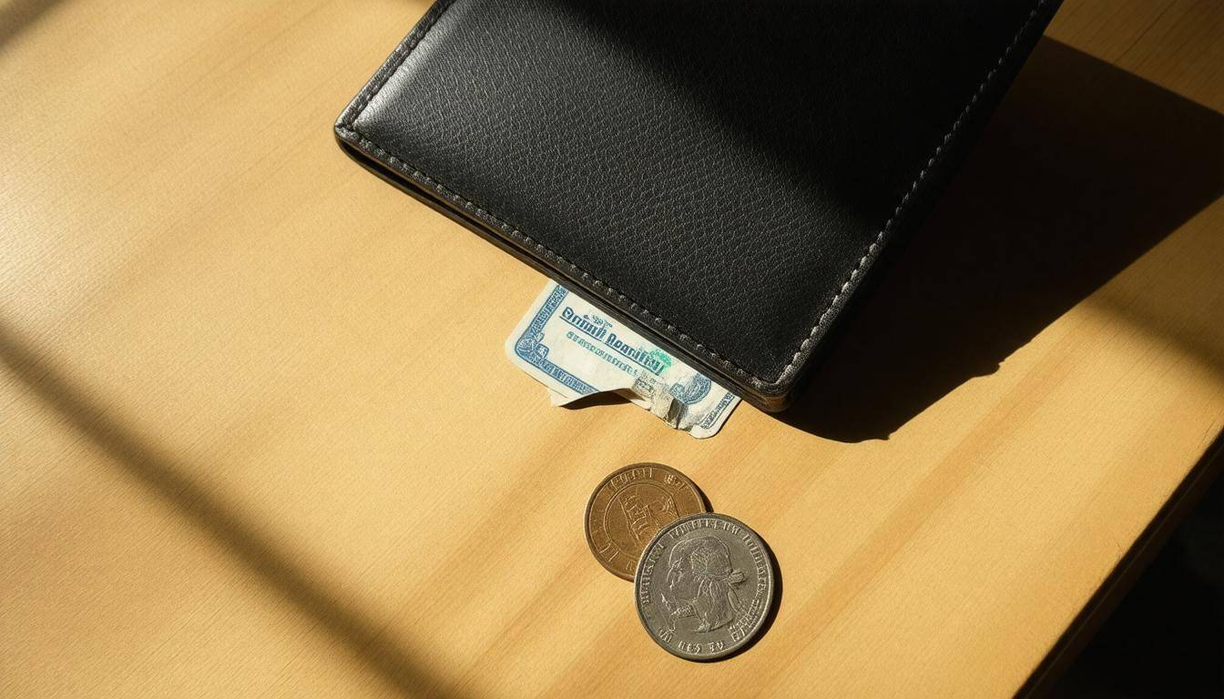 Worn wallet with card